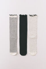 Women'secret Black and white long printed 3-pack socks printed