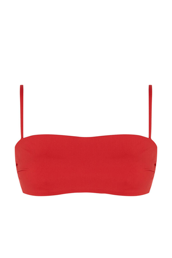 Womensecret Top bikini bandeau rojo frunce rojo