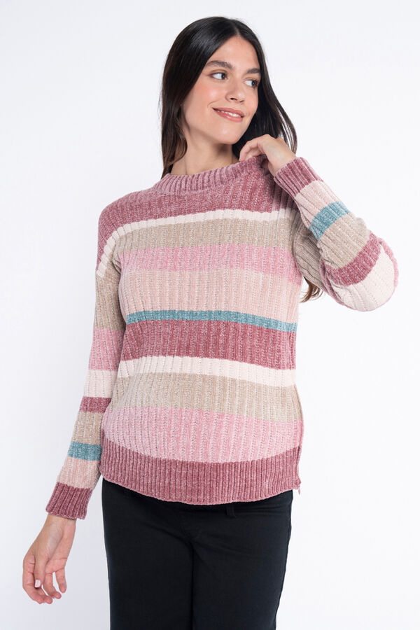 Ohma! Jersey rayas de chenilla con cremalleras estampado