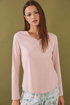 Womensecret T-shirt manga comprida 100% algodão rosa rosa