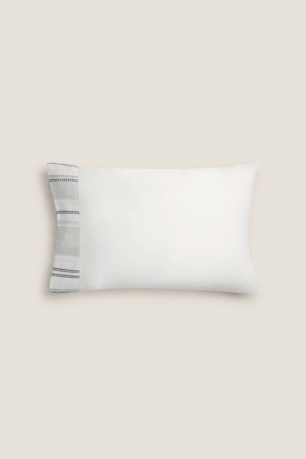 Womensecret Textured striped cotton pillowcase bleu