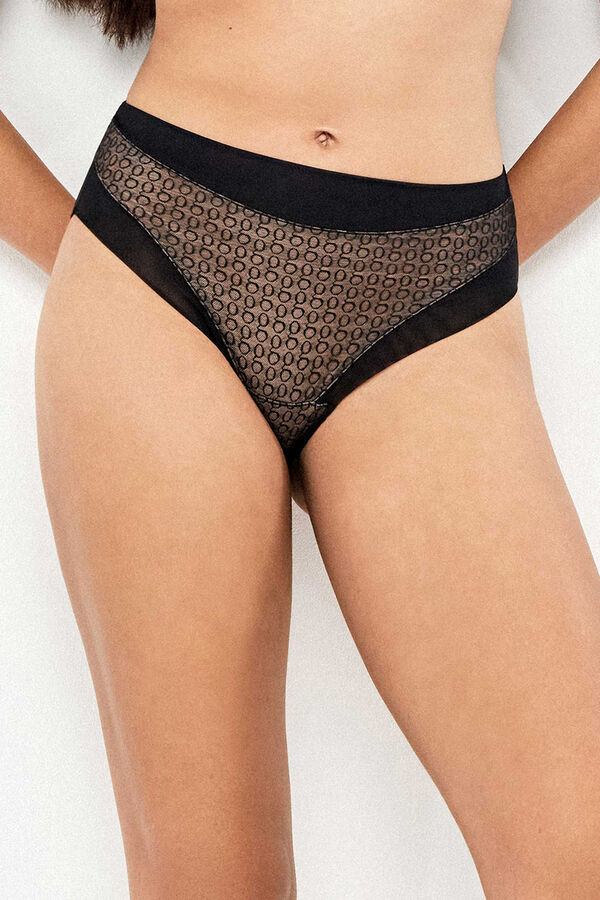 Gisela Jacquard fabric monogram panty black