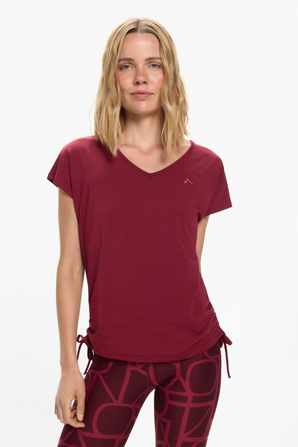 Only Play T-shirt manga curta com franzido rosa