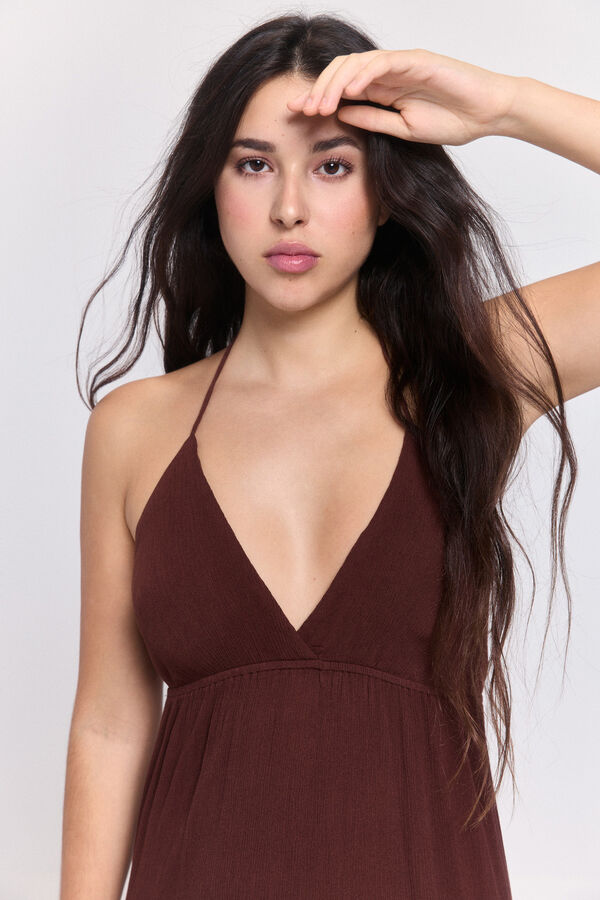 Pieces Robe longue en viscose rouge