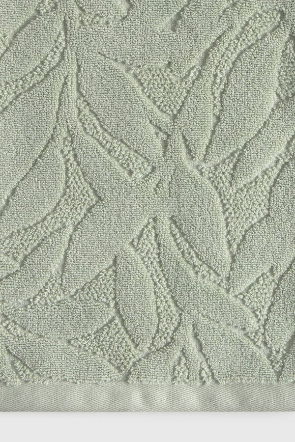 Textura Jacquard terry leaf towel green