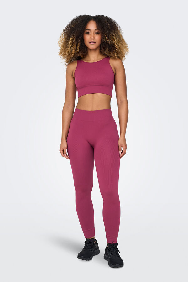 Only Play Leggings com nervuras de cintura alta sem costura rosa