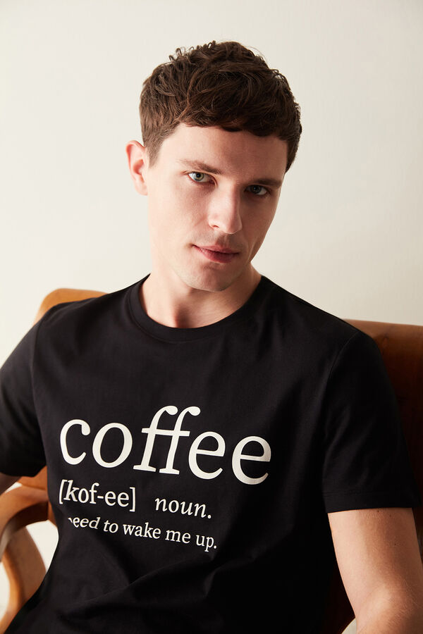 Womensecret Men's Coffee Written Pajama Set rávasalt mintás