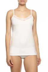 Cotonella Women's thermal vest top with lace straps  white