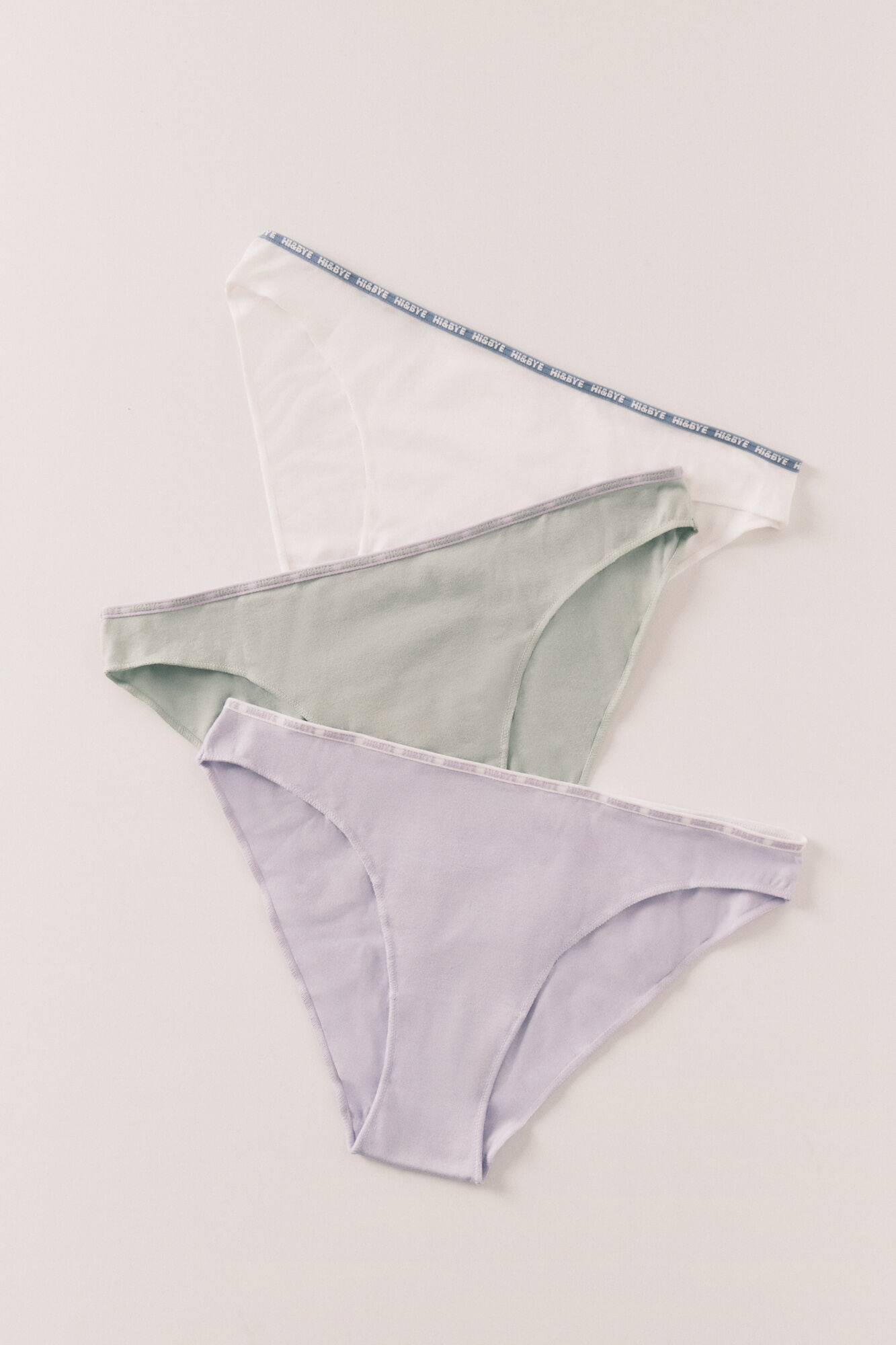 HI&BYE White, lilac and green 3-pack cotton classic panties