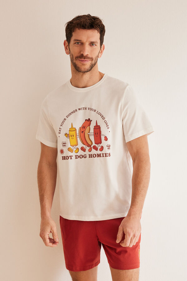 Womensecret Muška pidžama od 100%-tnog pamuka Hot Dog Bež