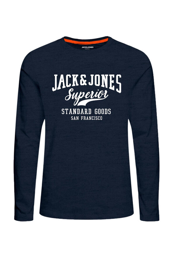 Jack & Jones Camiseta pijama manga larga print logo azul