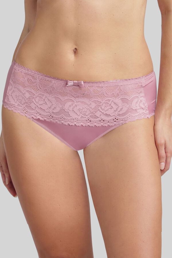 Playtex Satynowe figi z wysokim stanem i haftem kwiatowym r&oacute;żowy