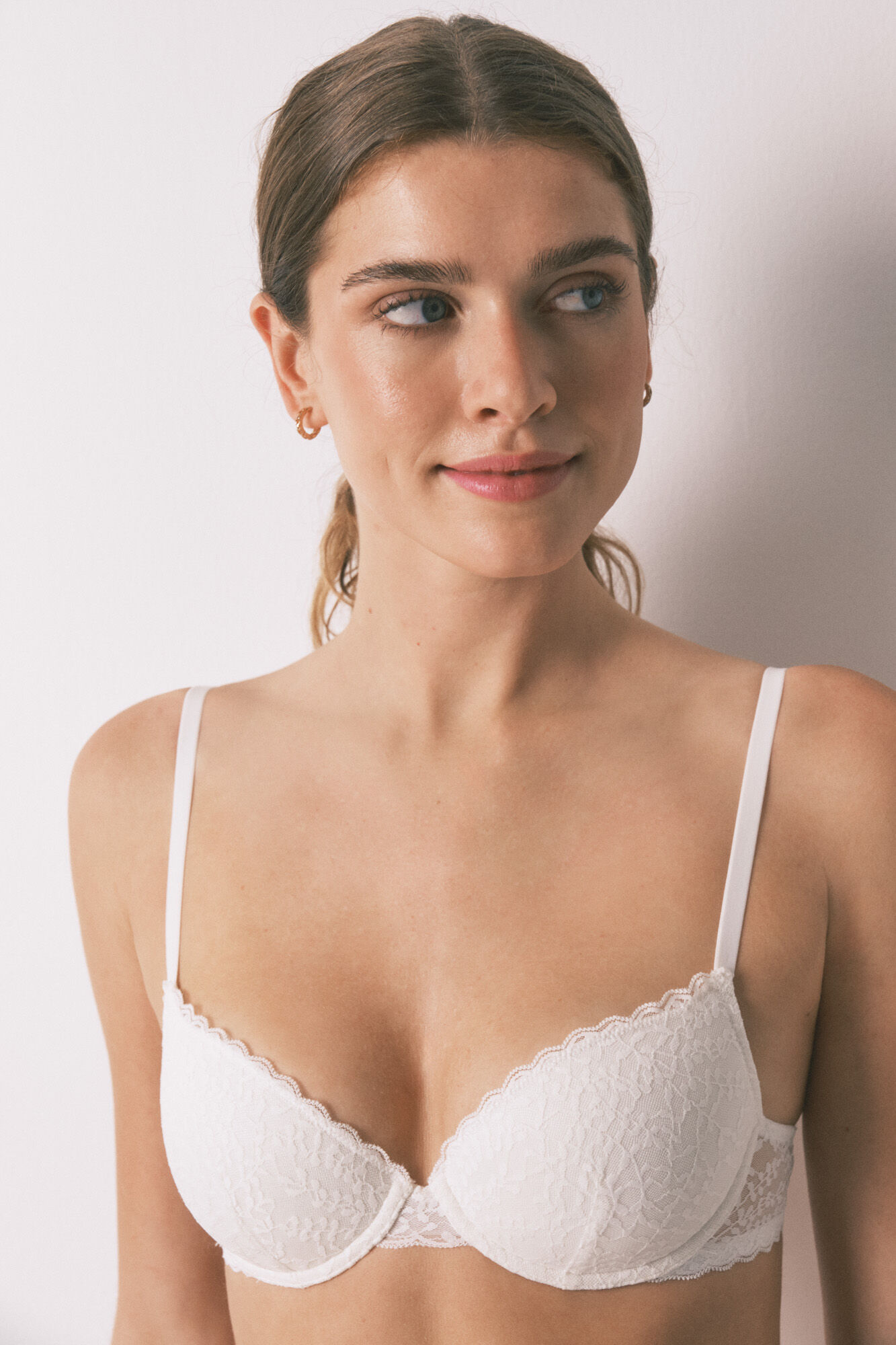 Women'secret BEAUTIFUL soutien com bojo e renda branca