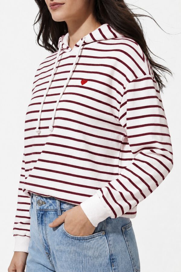 Pieces Striped embroidered sweatshirt white