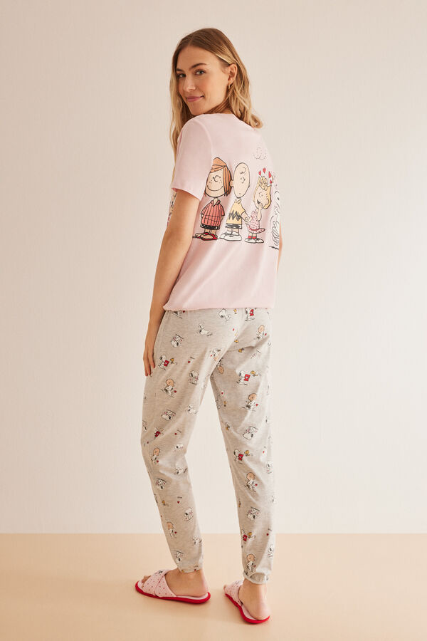 Womensecret Snoopy-mintás pizsama, 100% pamutból. rózsaszín