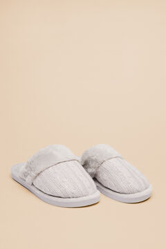 Womensecret Grey furry/knitted slippers grey