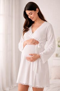 Ohma! Morgenmantel Maternity Spitzendetails