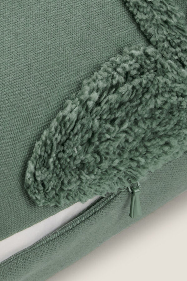 Textura Funda coj&iacute;n bordado hojas verde