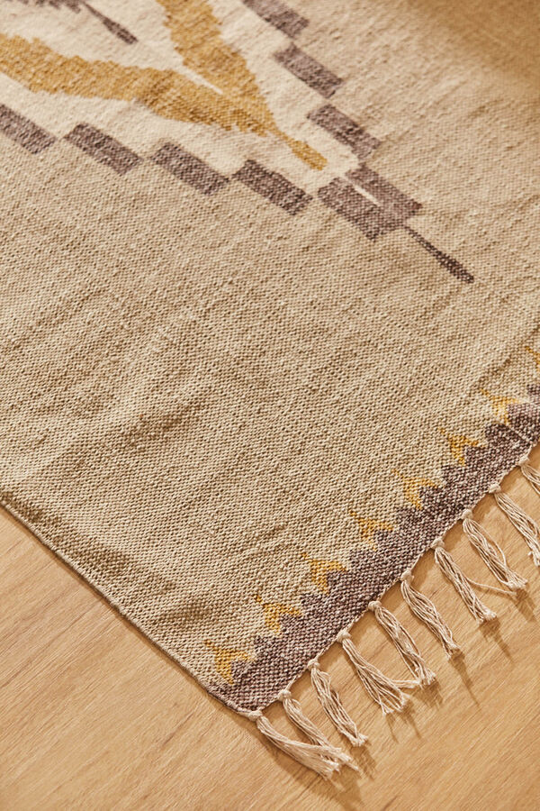 Calma House Alfombra de algod&oacute;n dhourrie mostaza Solrac amarillo