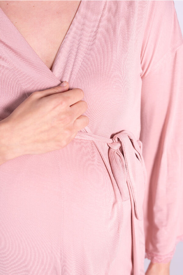 Womensecret Roupão para grávida com renda na parte inferior rosa