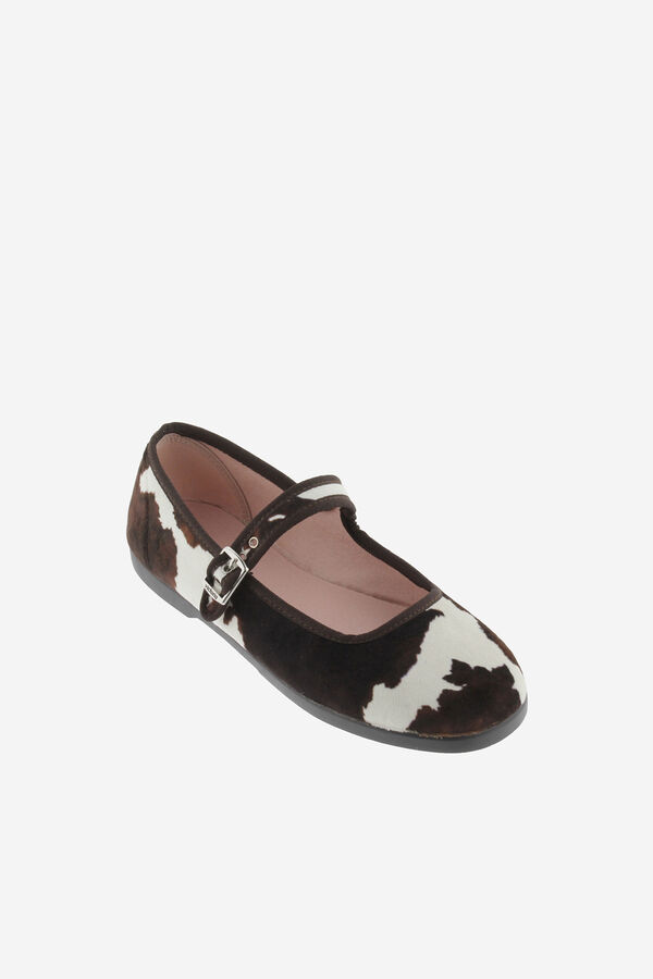 Victoria Bailarinas de veludo com estampa animal branco