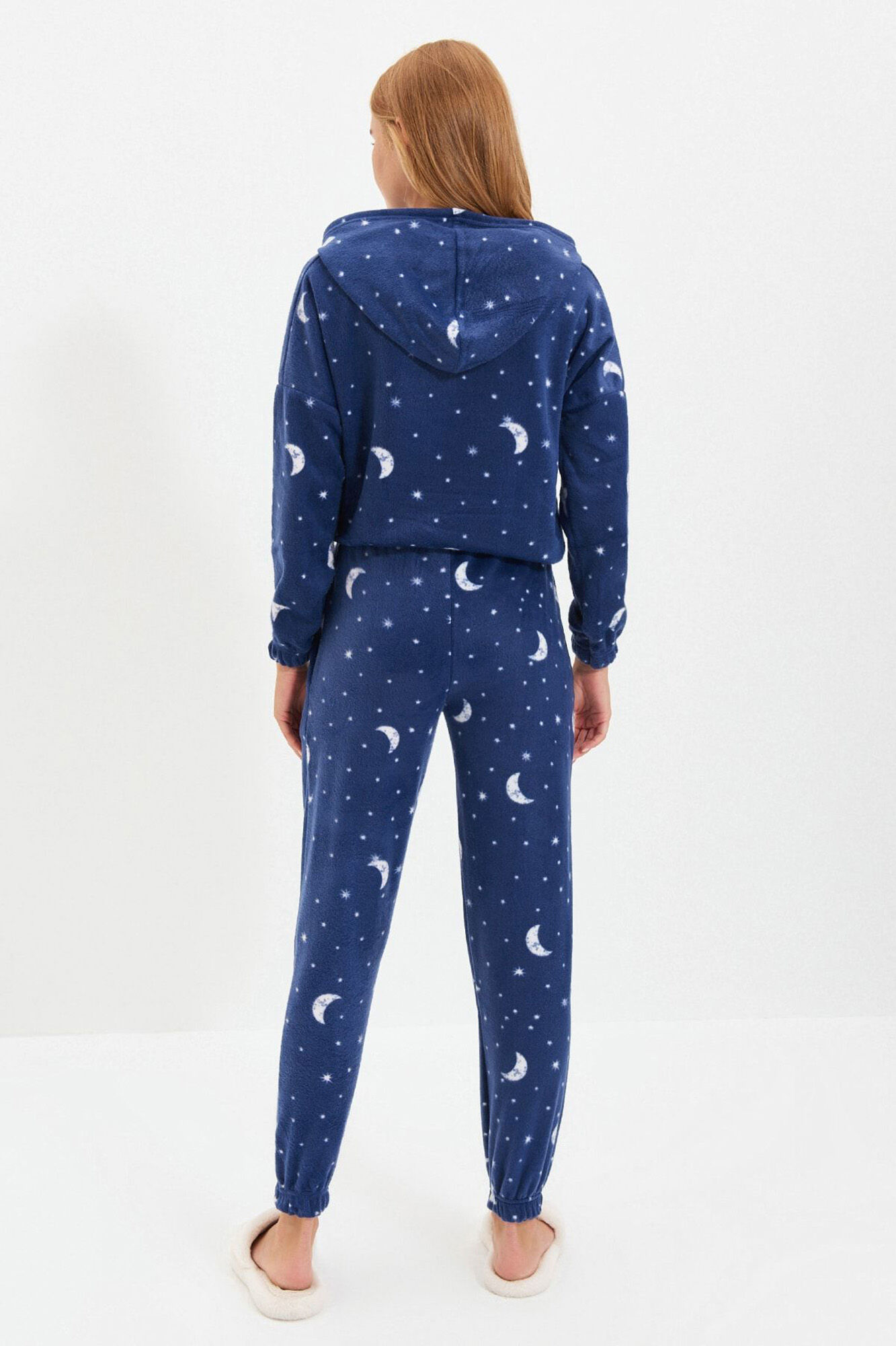 Trendyol Conjunto pijama polar capucha azul galaxia