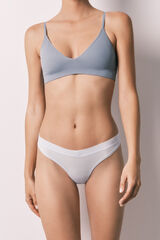 Women'secret String fronc&eacute; en coton bleu bleu