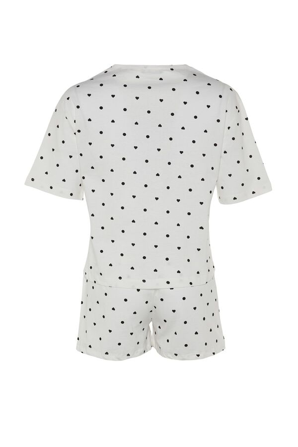 Trendyol Pijama de manga curta em algod&atilde;o branco