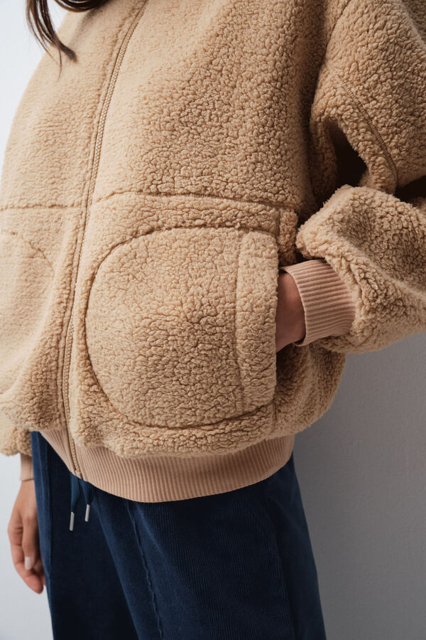 Women'secret Veste en peau de mouton camel camel