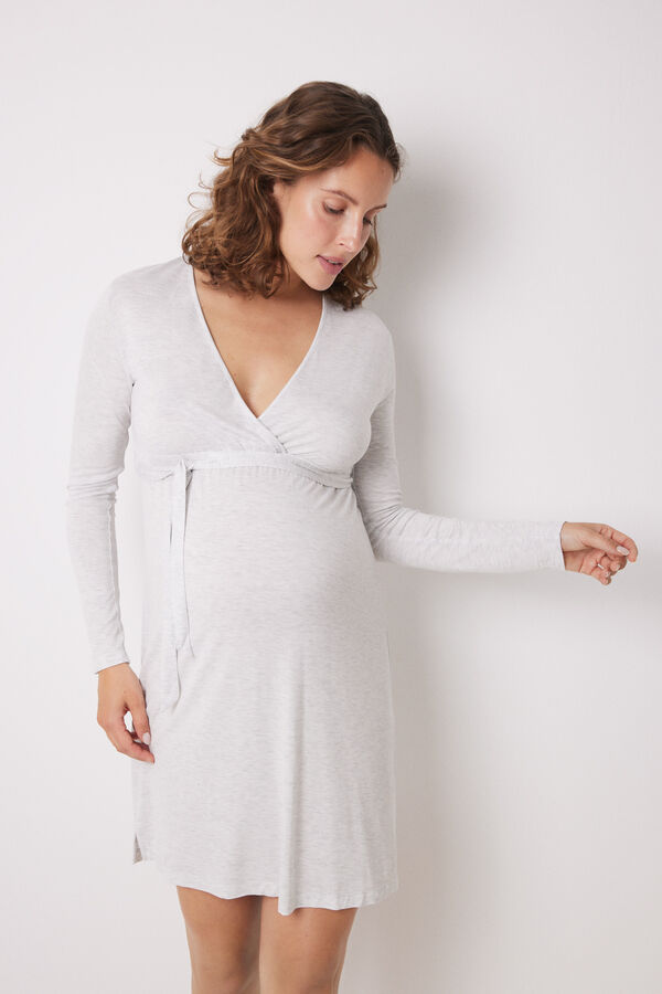 Womensecret Chemise de nuit courte de maternity en viscose grise gris