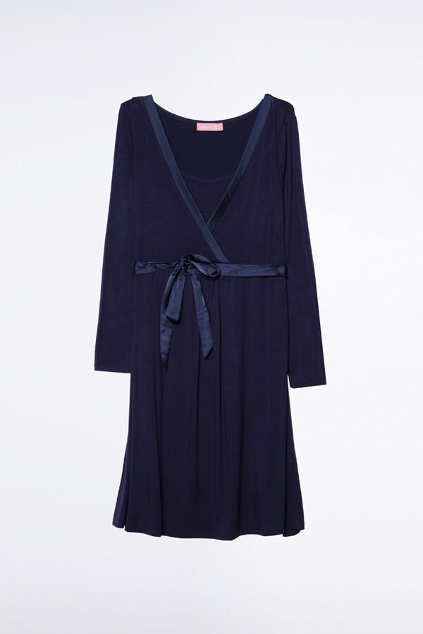 Ohma! Breastfeeding nightgown with satin ribbon blue