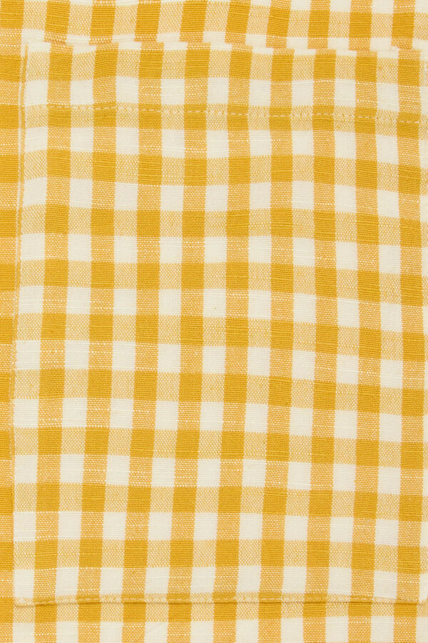 Textura Delantal algod&oacute;n cuadros vichy amarillo