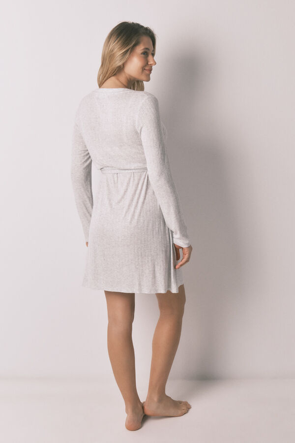 Women'secret Grey ribbed super soft "maternity" short nightgown grey