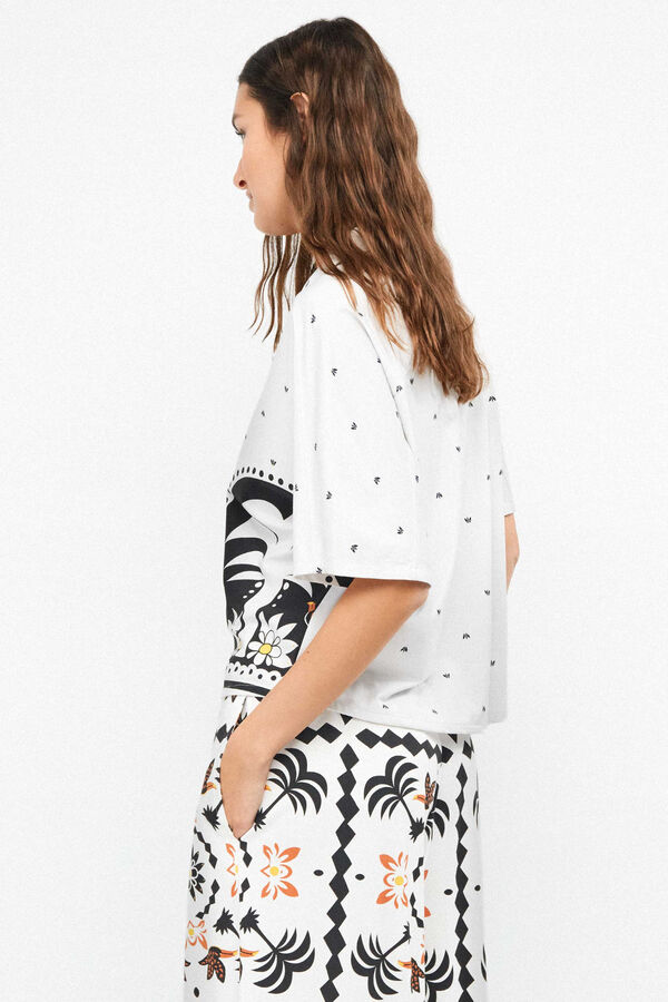 Gisela Tropical print long trousers white