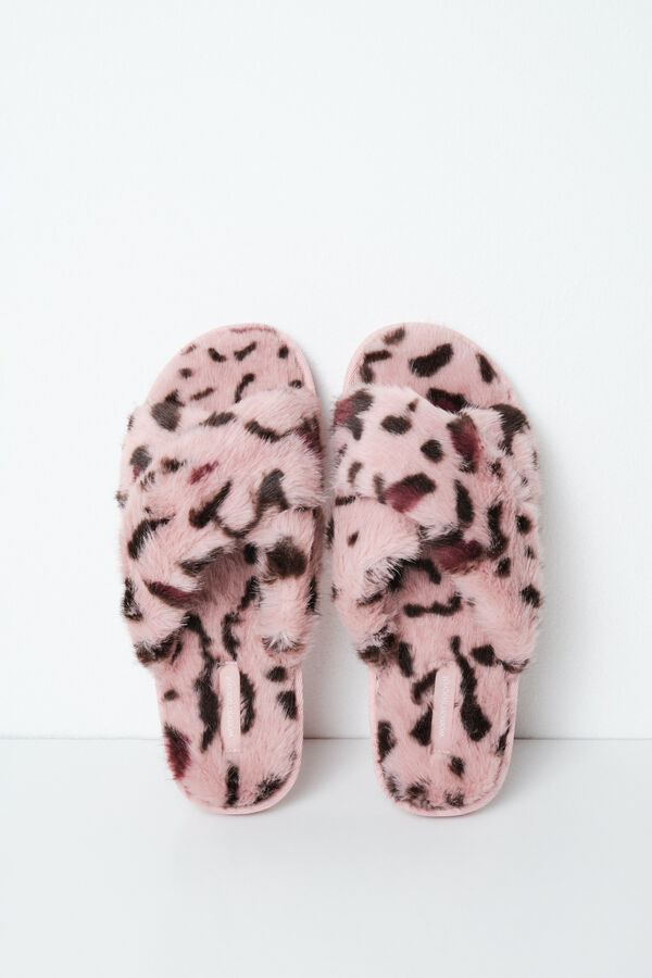 Women'secret Leopard plush slippers printed