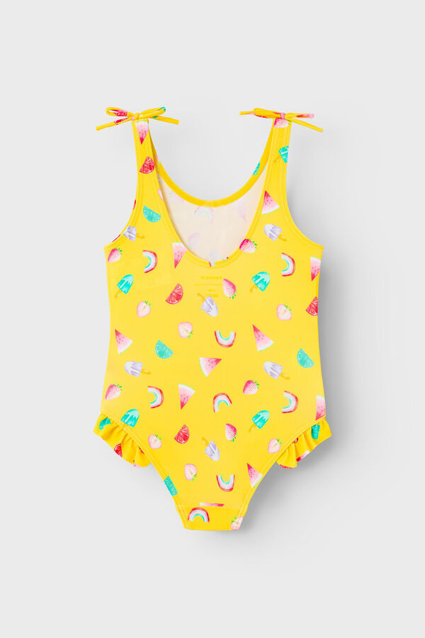 Womensecret Girls' fruit print swimsuit with tie detail rávasalt mintás
