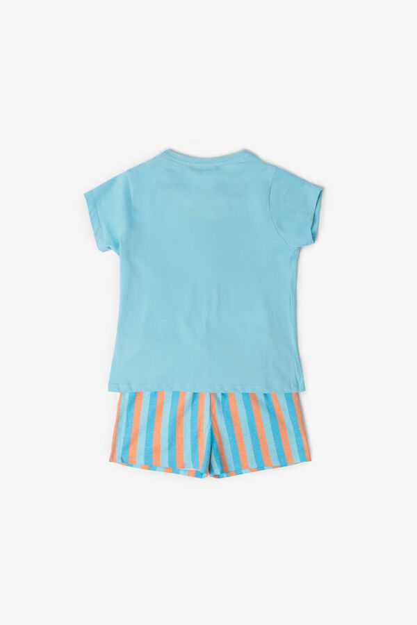 Admas Pijama corto Snoopy flores y rayas azul