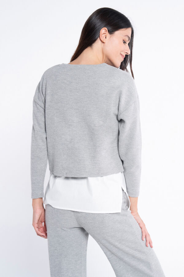Ohma! Jersey de lactancia con camisa falsa gris