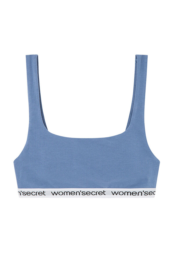 Womensecret Plavi pamučni top s logotipom Plava