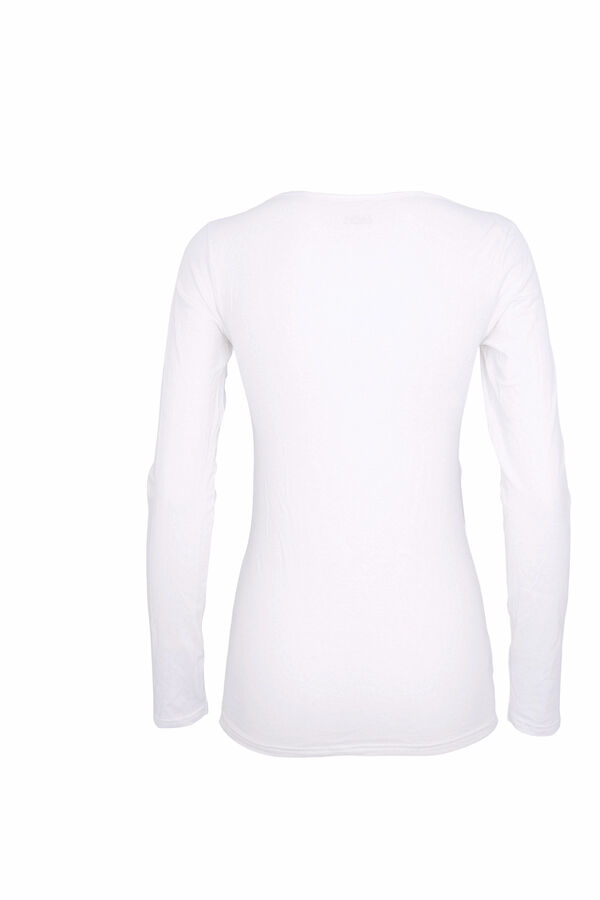 Womensecret Women's thermal round neck long-sleeved T-shirt Weiß
