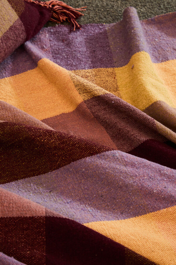 Calma House Croma cotton plaid with fringes pink