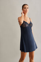 Promise Stretch satin and lace neglig&eacute;e Plava