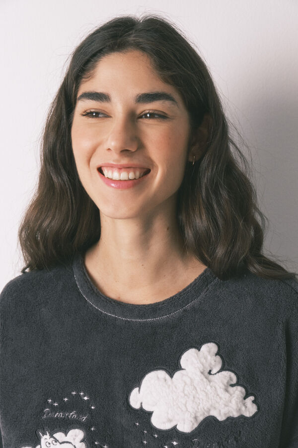 Women'secret Grey printed fleece long pyjamas Moomin grey