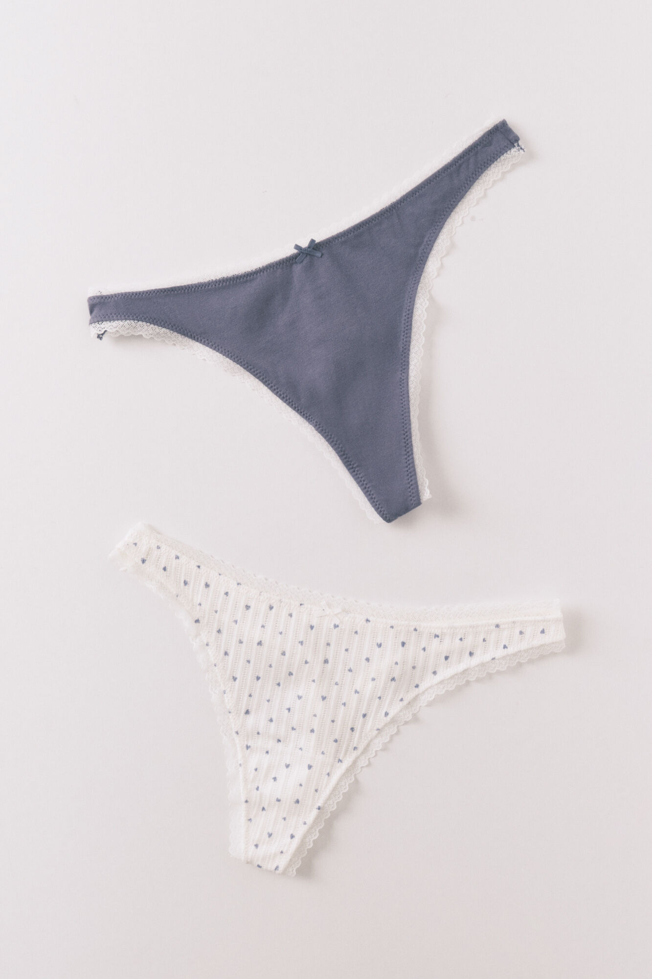 Women'secret Blue and white print cotton 2-pack thongs