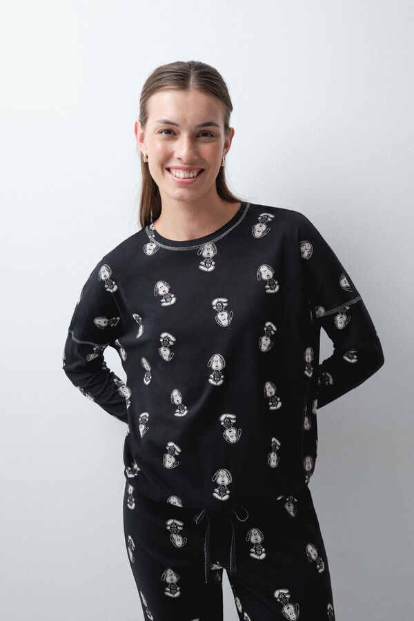 Women'secret Snoopy Halloween cotton long pyjamas black