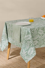 Textura Jacquard stain-resistant tablecloth green