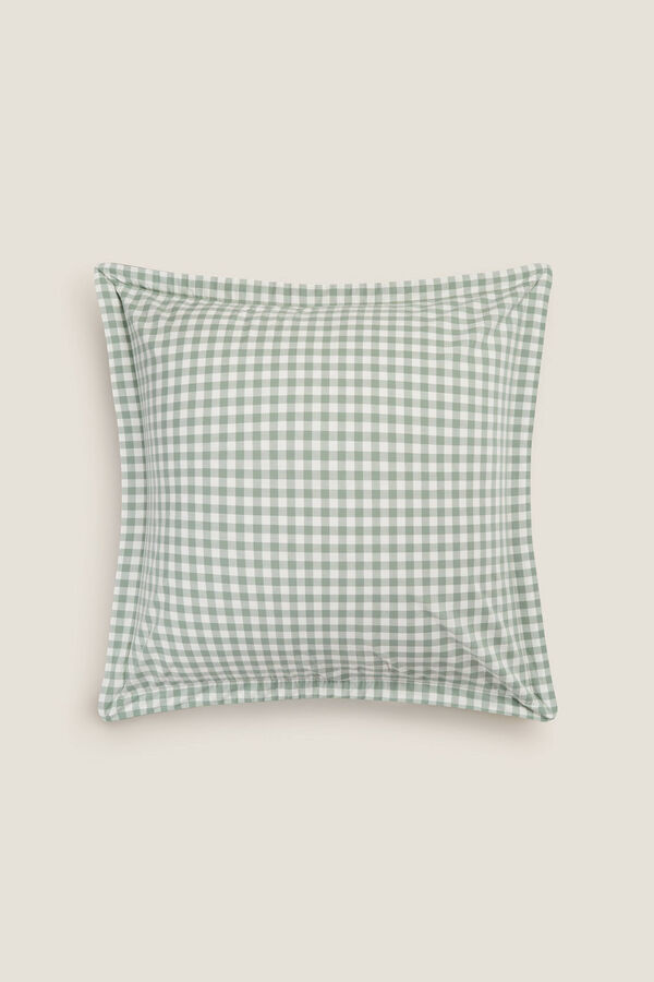 Textura Funda cojin cuadros vichy verde