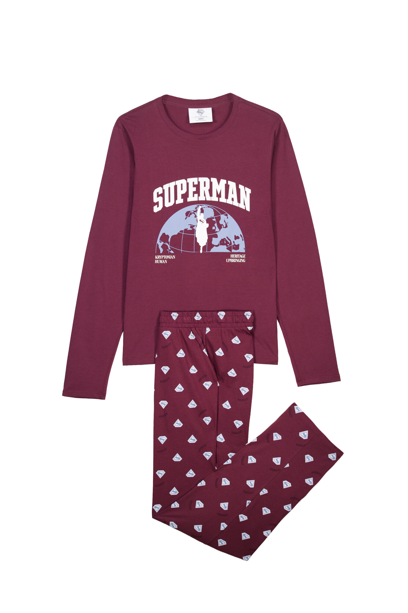 Women'secret Pijama largo algod&oacute;n Superman granate