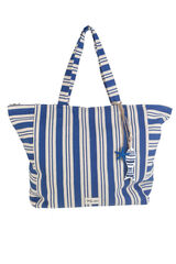 Kbas Bolsa de praia de lona riscas azul