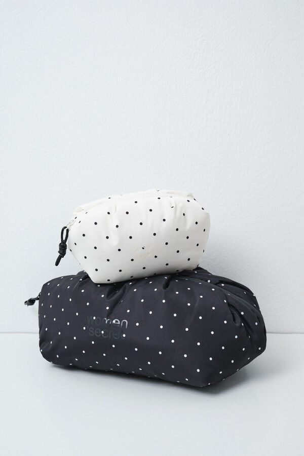 Women'secret Black puffer polka-dots large vanity case black
